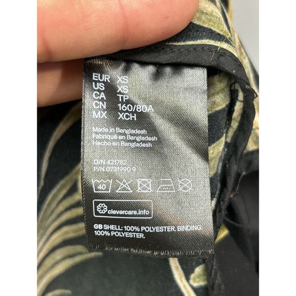 H&M Kimono Womens XS Black Gold Palm Leaf Cheetah Animal Print Open Cardigan - Picture 7 of 9